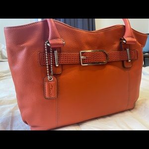 Brand new orange CLARKS leather purse